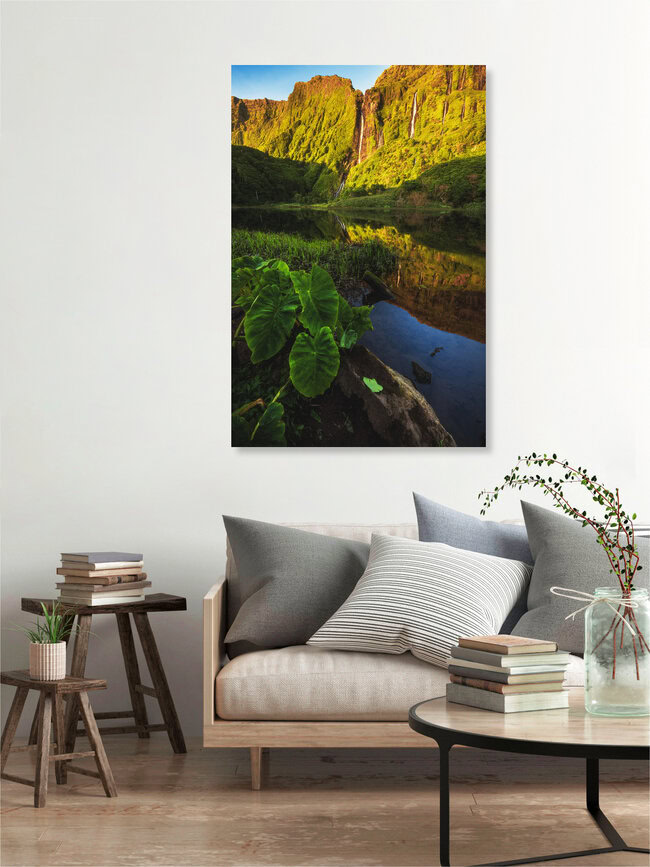 Waterfall Faja Grande on Flores Island, Portugal – wall art by Jean Claude Castor as Poster or Acrylic Glass Print