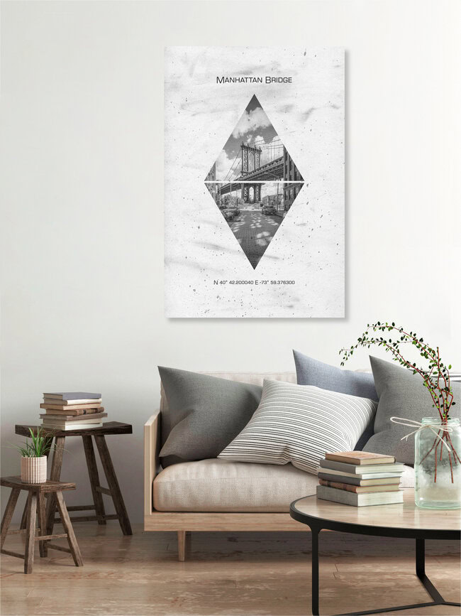 Coordinates NEW YORK CITY Manhattan Bridge, United States – wall art by Melanie Viola as Poster or Acrylic Glass Print