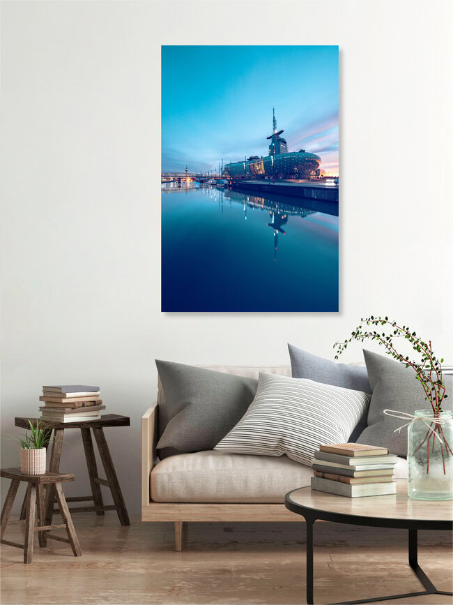 Climate house and Sail City, Germany – wall art by Franz Sussbauer as Poster or Acrylic Glass Print