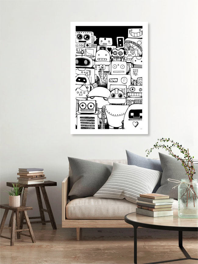 Wandbild 'Robots Ink Drawing' – Kunst von Katherine Blower als Poster oder Acrylglasbild