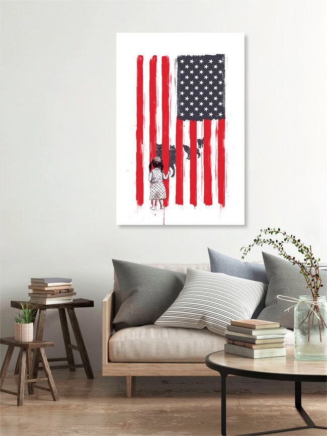 Wandbild 'Little girl and wolves' – Kunst von Balazs Solti als Poster oder Acrylglasbild