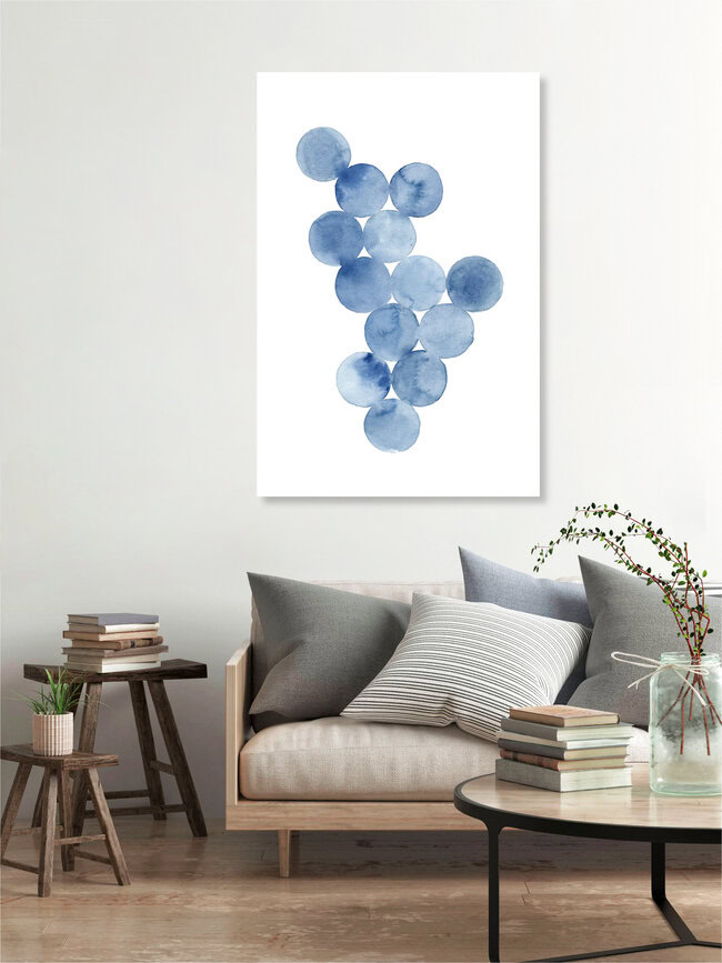 Wandbild 'Connection | Blue Circles Watercolor' – Kunst von Cristina Chivu als Poster oder Acrylglasbild