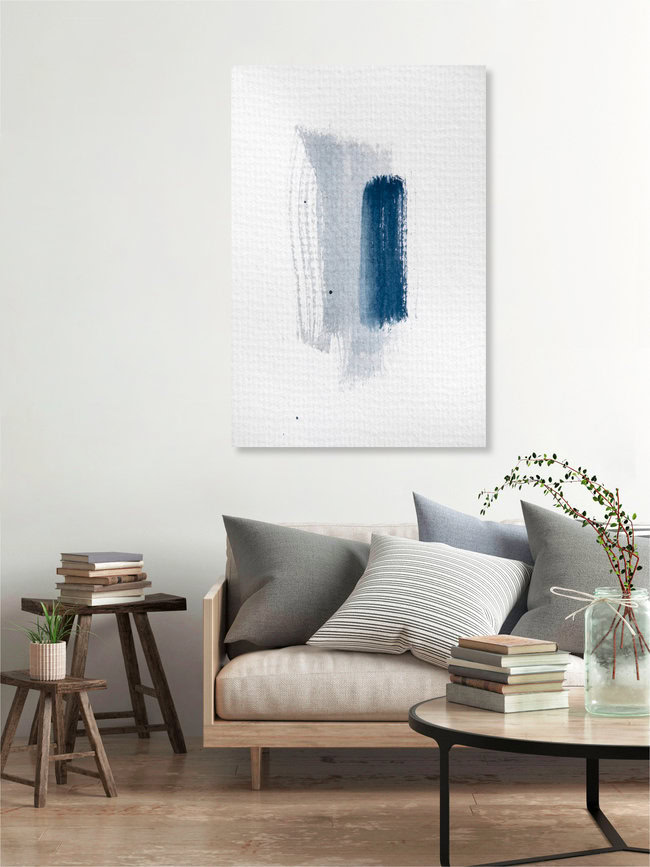 Wandbild 'Aquarelle Meets Pencil - Mint Blue' – Kunst von Studio Na.hili als Poster oder Acrylglasbild