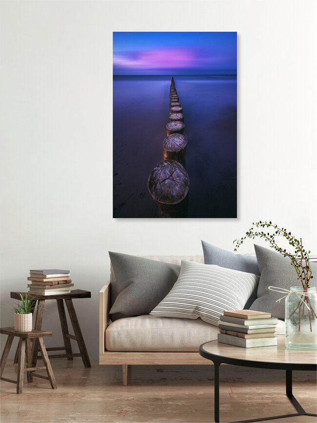 Baltic Sea Wavebreakers near Heiligenhafen during Blue Hour, Germany – wall art by Jean Claude Castor as Poster or Acrylic Glass Print