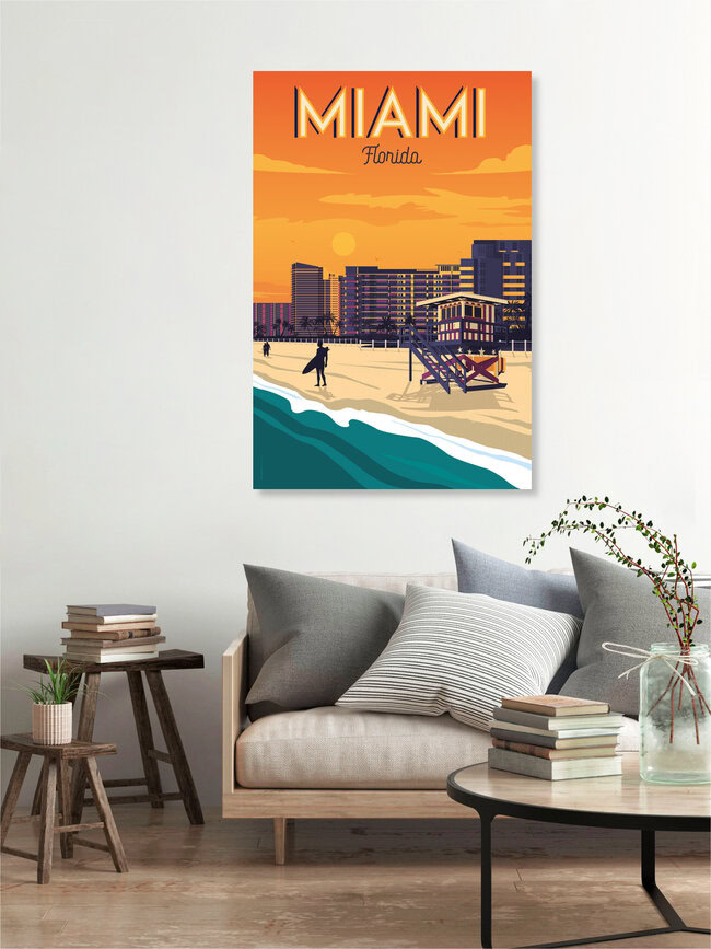Miami Vintage Travel Wandbild, Vereinigte Staaten – Fotokunst von François Beutier als Poster oder Acrylglasbild