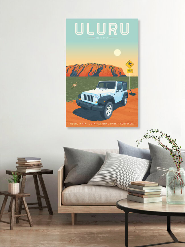Uluru Vintage Travel Wandbild, Australien – Fotokunst von François Beutier als Poster oder Acrylglasbild
