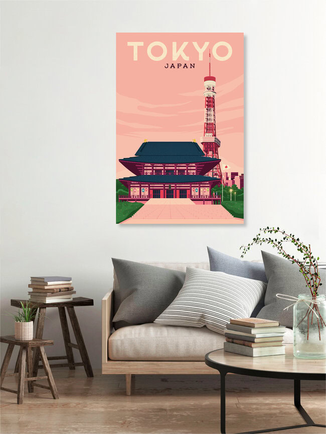 Tokyo Vintage Travel Wandbild, Japan – Fotokunst von François Beutier als Poster oder Acrylglasbild