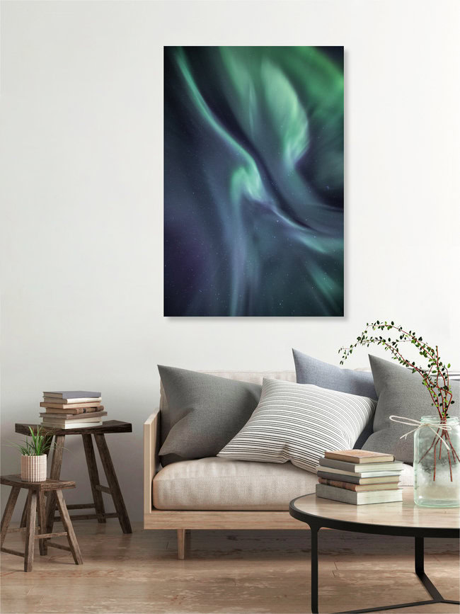 Nordlichthimmel, Norwegen – Fotokunst von Sebastian Worm als Poster oder Acrylglasbild