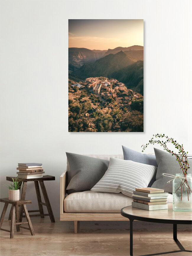 Sonnenaufgang über dem Jebel Al Akhdar Canyon in Oman, Oman – wall art by Jean Claude Castor as Poster or Acrylic Glass Print