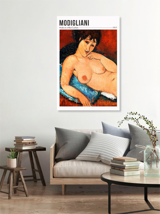 'Nude On A Blue Cushion by Modigliani' – Wall Art by Art Classics as Poster or Acrylic Glass Print