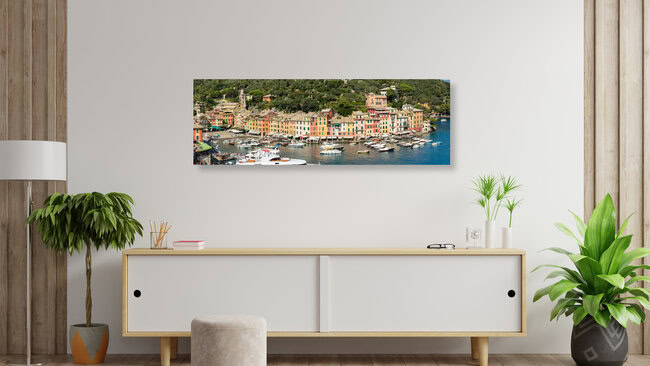 Colorful house facades in the fishing village of Portofino, Italy – wall art by Jan Becke as Poster or Acrylic Glass Print