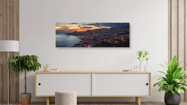 Madeira Funchal Panorama at Sunset, Portugal – wall art by Jean Claude Castor as Poster or Acrylic Glass Print