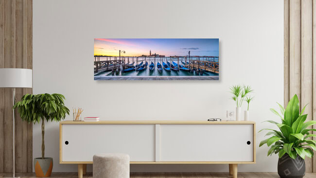 Venedig Panorama bei Sonnenaufgang, Italien – Fotokunst von Jan Becke als Poster oder Acrylglasbild