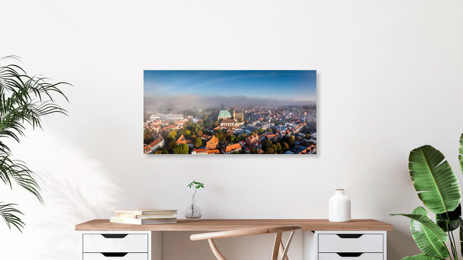 Panorama Erfurter Altstadt im Herbst, Deutschland – Fotokunst von Dennis Schmelz als Poster oder Acrylglasbild