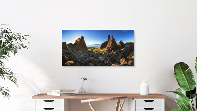 The Old Man of Storr Panorama, United Kingdom – wall art by Jean Claude Castor as Poster or Acrylic Glass Print