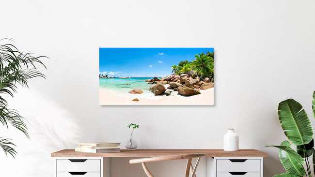 Traumstrand auf den Seychellen, Seychellen – Fotokunst von Jan Becke als Poster oder Acrylglasbild