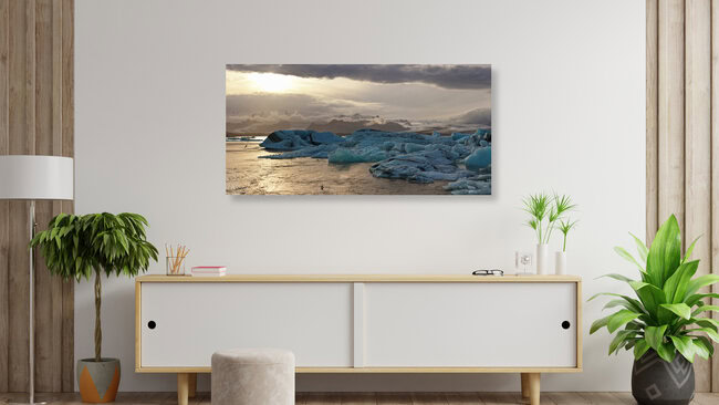 Sunset at the glacier lagoon Jokulsarlon, Iceland Posters – wall art by Markus Schieder as Poster or Acrylic Glass Print