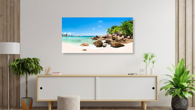 Traumstrand auf den Seychellen, Seychellen – Fotokunst von Jan Becke als Poster oder Acrylglasbild