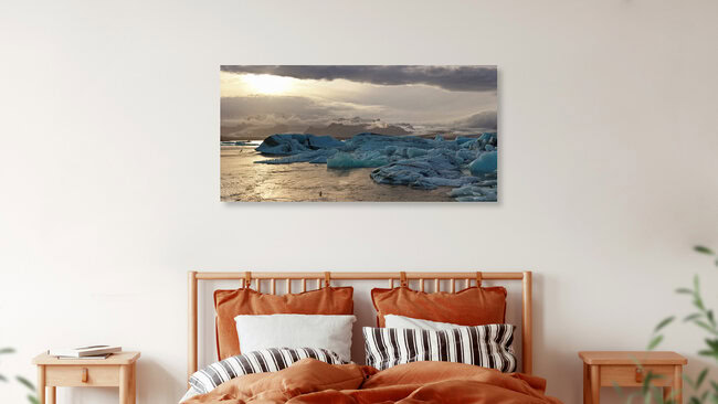 Sunset at the glacier lagoon Jokulsarlon, Iceland Posters – wall art by Markus Schieder as Poster or Acrylic Glass Print