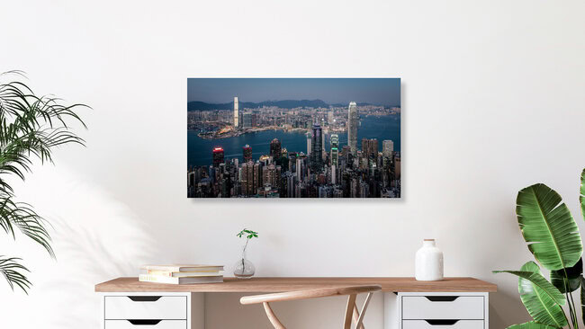 Hongkong Skyline, Hong Kong – Fotokunst von Sebastian Rost als Poster oder Acrylglasbild