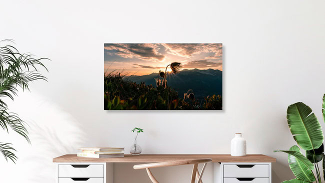 framed sunstar, Switzerland – wall art by Clemens Bartl as Poster or Acrylic Glass Print