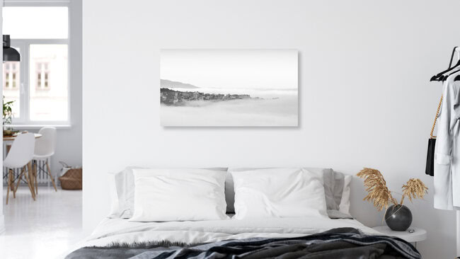 Stadt im Nebel, Marokko – Fotokunst von Christian Janik als Poster oder Acrylglasbild