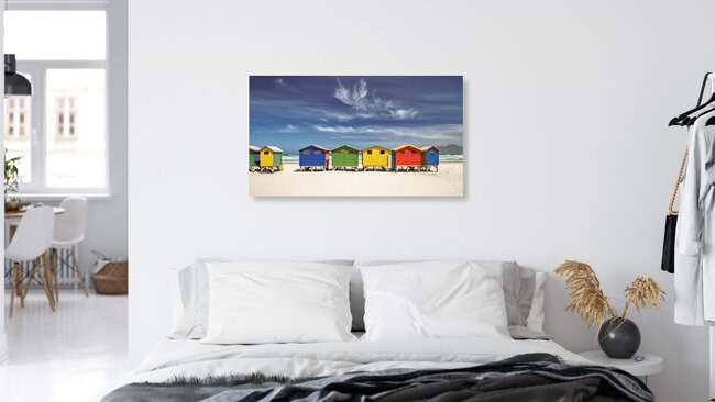 Bunte Strandhäuser Kapstadt Südafrika, Deutschland – Fotokunst von Achim Thomae als Poster oder Acrylglasbild