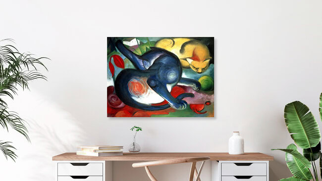 Wandbild 'Franz Marc: Zwei Katzen, blau und gelb' – Kunst von Art Classics als Poster oder Acrylglasbild