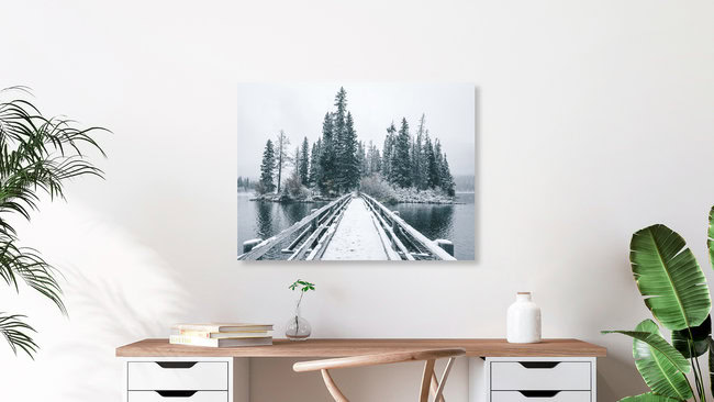 Pyramid Lake, Kanada – Fotokunst von Sonja Lautner als Poster oder Acrylglasbild