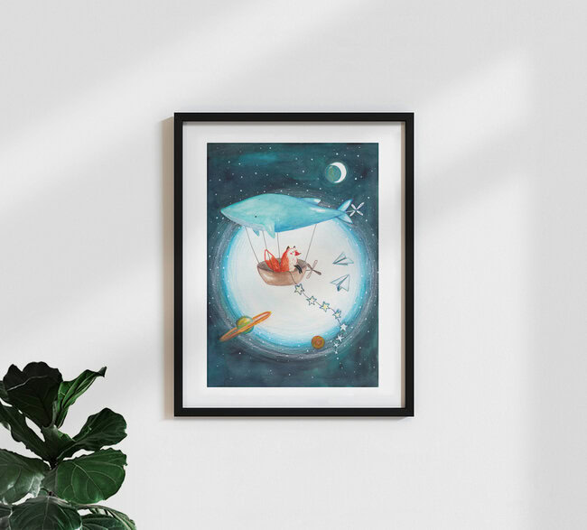 Wandbild 'Zeppelin whale' – Kunst von Marta Casals Juanola als Poster oder Acrylglasbild