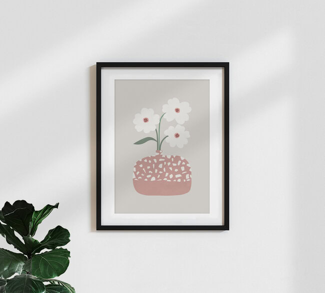 Terrazzo & Flowers, Hong Kong – wall art by Orara Studio as Poster or Acrylic Glass Print