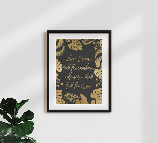 When It Rains Look For Rainbows, When It's Dark Look For Stars, United Kingdom – wall art by Orara Studio as Poster or Acrylic Glass Print