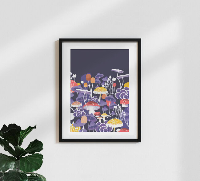 'Mushrooms' – Wall Art by Pia Kolle as Poster or Acrylic Glass Print