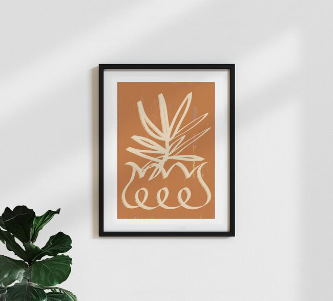 Wandbild 'Floopy Terracotta Potted Plant' – Kunst von Uma Gokhale als Poster oder Acrylglasbild