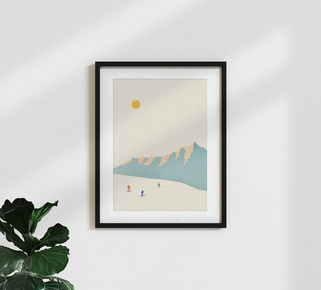 Wandbild 'Happier Skiers' – Kunst von Henry Rivers als Poster oder Acrylglasbild