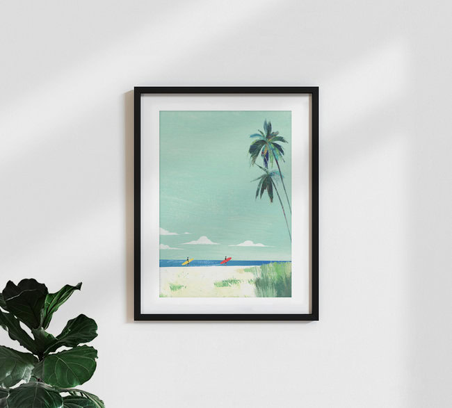 'Surf Buddies' – Wall Art by Henry Rivers as Poster or Acrylic Glass Print