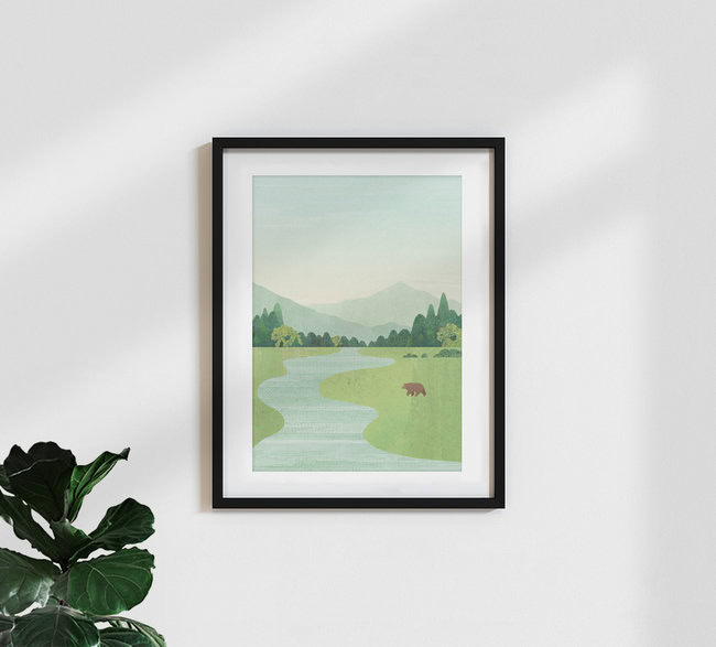 'Bear in the meadow' – Wall Art by Henry Rivers as Poster or Acrylic Glass Print