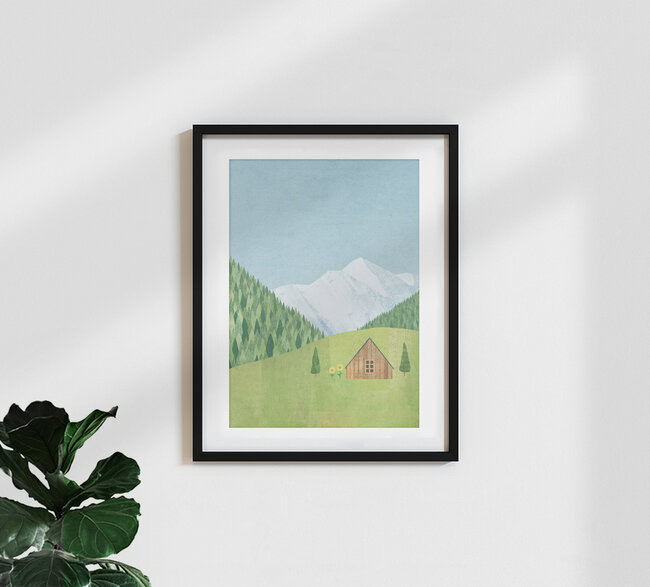 'Mountain Hut' – Wall Art by Henry Rivers as Poster or Acrylic Glass Print