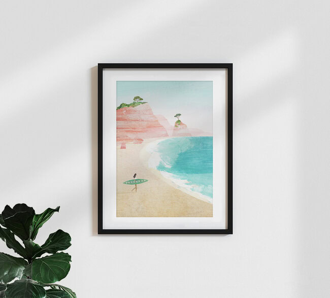 Wandbild 'Surf Girl' – Kunst von Henry Rivers als Poster oder Acrylglasbild