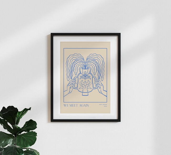 'We Meet Again Line Art' – Wall Art by Arty Guava as Poster or Acrylic Glass Print