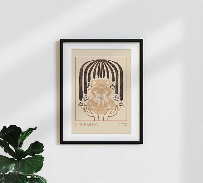 Wandbild 'Sun and Moon Line Art' – Kunst von Arty Guava als Poster oder Acrylglasbild