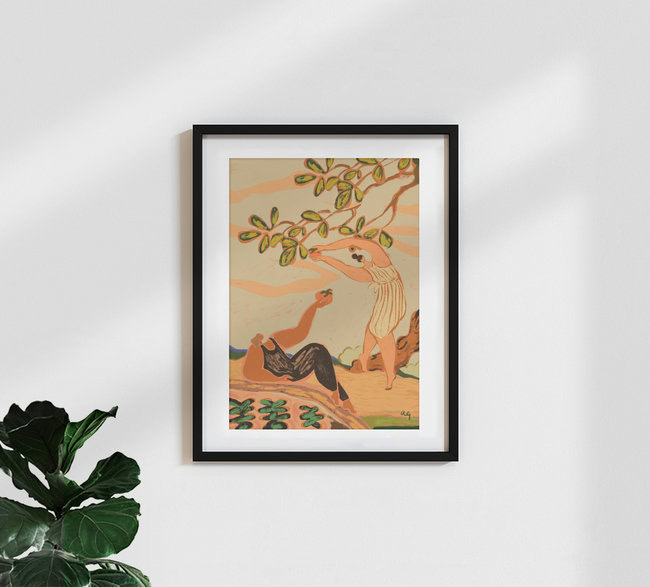 Wandbild 'Pair of Persimmons' – Kunst von Arty Guava als Poster oder Acrylglasbild