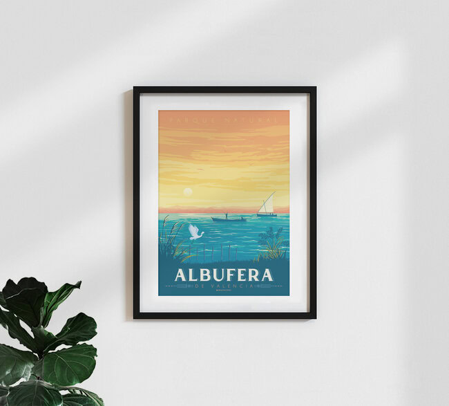 Wandbild 'Albufera Valencia Spain Travel poster Art Print' – Kunst von François Beutier als Poster oder Acrylglasbild