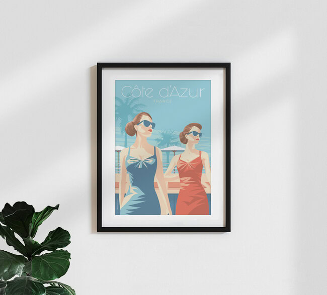 Wandbild 'French Riviera France Travel Poster Art Print' – Kunst von François Beutier als Poster oder Acrylglasbild