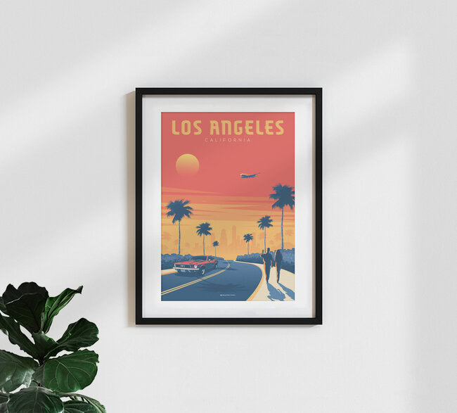 'Los Angeles California Travel Poster Art Print' – Wall Art by François Beutier as Poster or Acrylic Glass Print