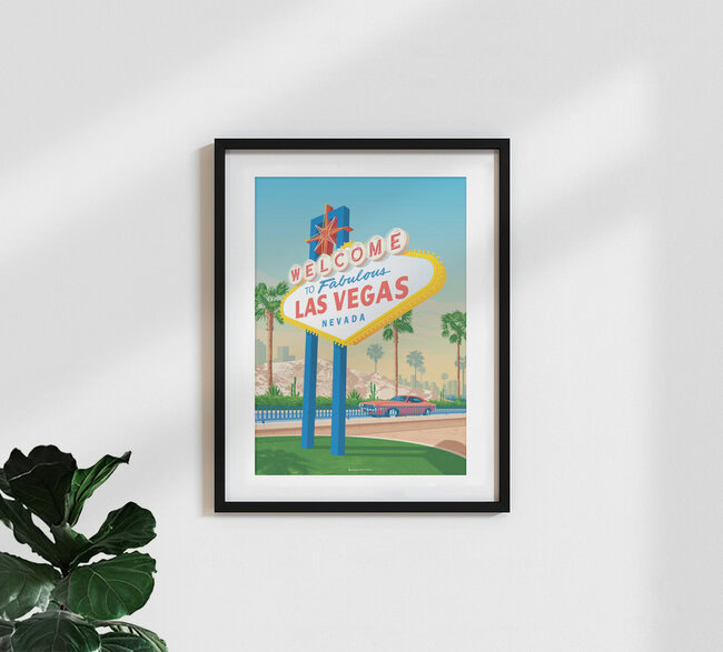 Wandbild 'Las Vegas Nevada Travel Poster Art Print' – Kunst von François Beutier als Poster oder Acrylglasbild