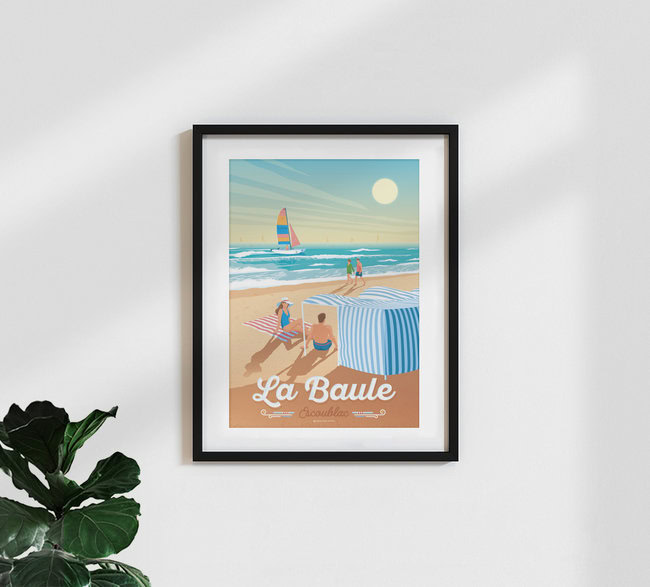 Wandbild 'La Baule Escoublac Beach France Travel Poster Art Print' – Kunst von François Beutier als Poster oder Acrylglasbild
