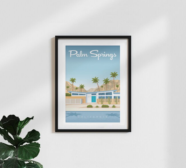 Wandbild 'Palm Springs California Travel Poster Art Print' – Kunst von François Beutier als Poster oder Acrylglasbild