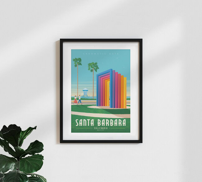 'Santa Barbara California Travel Poster Art Print' – Wall Art by François Beutier as Poster or Acrylic Glass Print