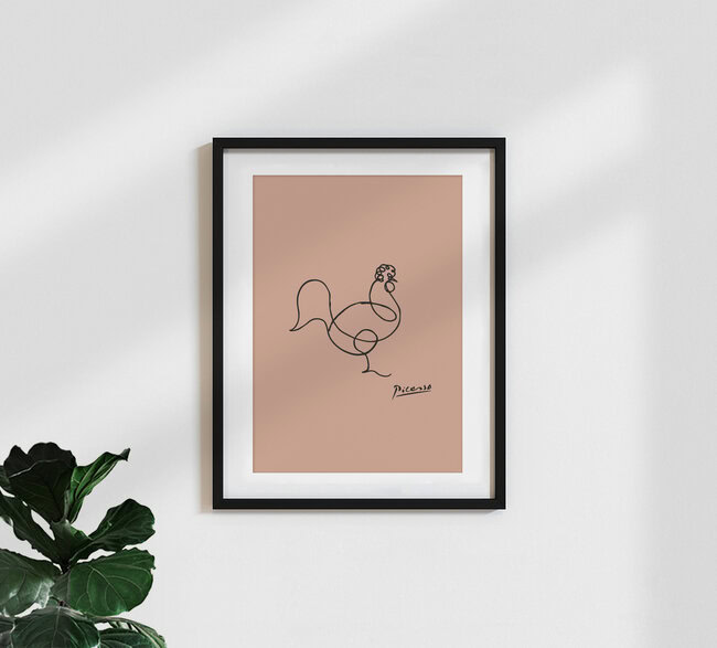 Picasso Strichzeichnung - Huhn Terracotta, Deutschland – Fotokunst von Art Classics als Poster oder Acrylglasbild